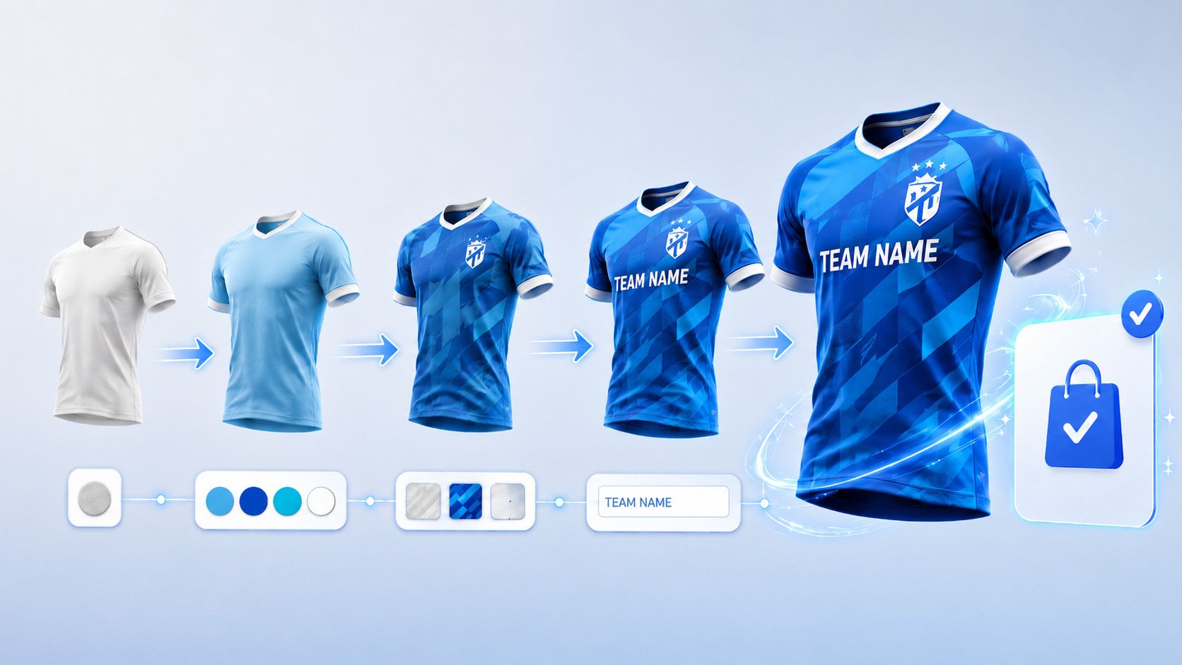 Custom sportswear products presented around the Solvin3D configurator